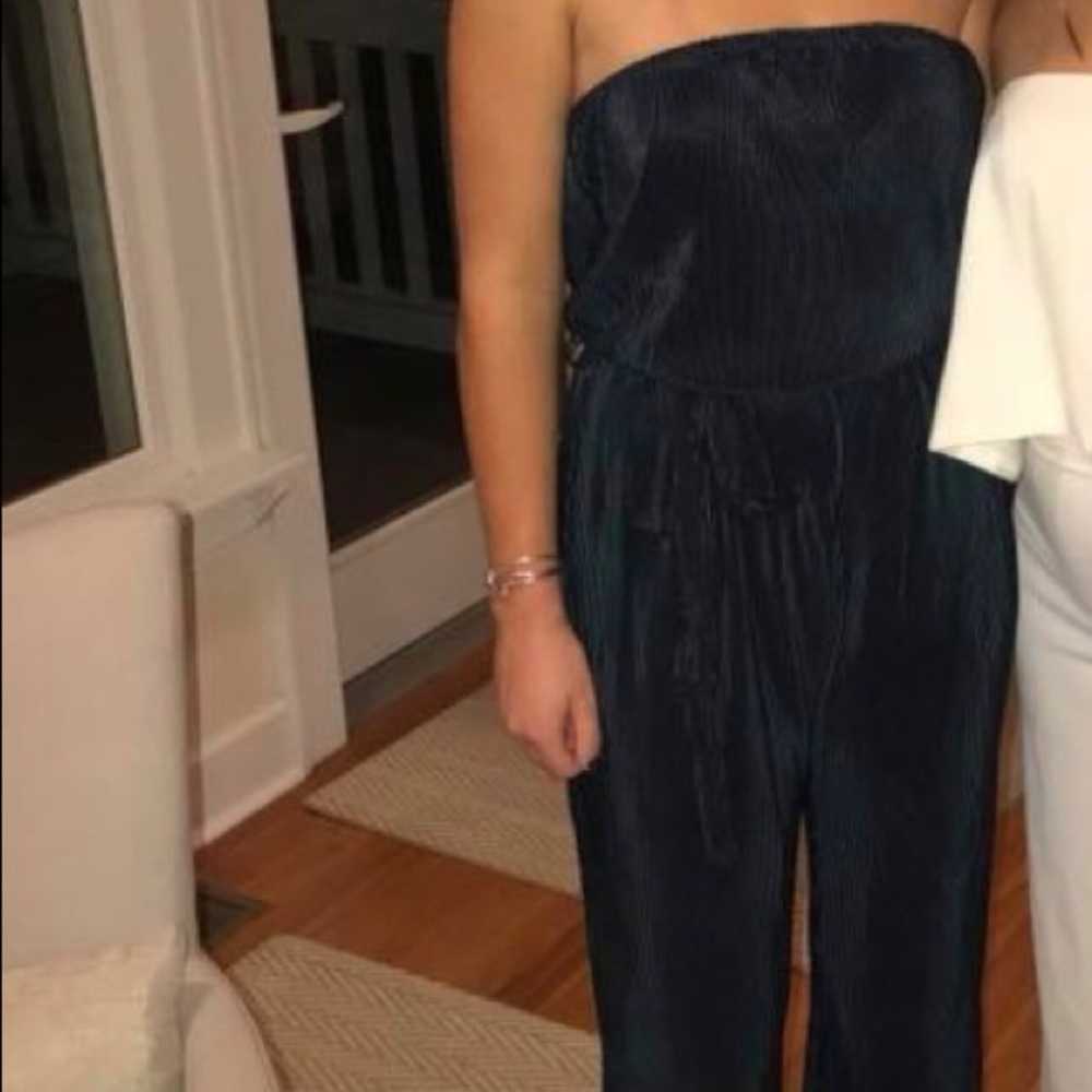 Velvet strapless jumpsuit